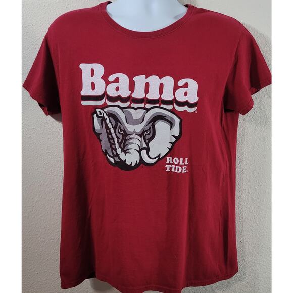 Alabama Red Bama Roll Tide Elephant Distressed Logo Shirt Large Lightweight Soft - Picture 1 of 2